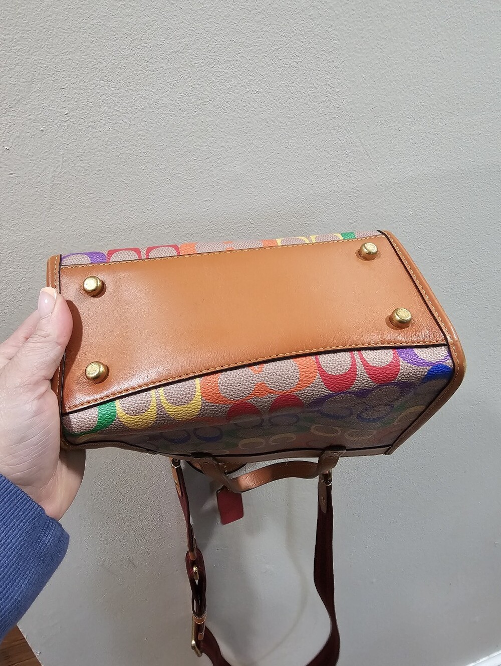 Coach Rainbow Signature Canvas Tote with Leather Trim - Picture 5 of 6